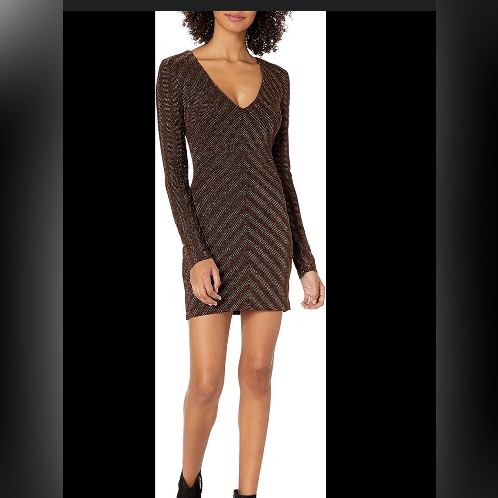 NWOT Dress the Population Metallic Black/Gold Dress Sz S
